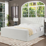 Brooks Contemporary Tufted Shelter Platform Bed, King, Antique White Polyester B2719P238239