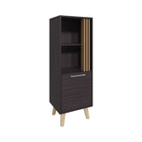 Vance 47" High One Door Cabinet with Two Open Shelves Dark Wengue - Light Oak B070P254781