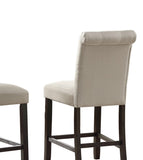 Leviton Solid Wood Tufted Asons Counter Height Stool, Set of 2, Tan T2574P165116