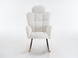 055-Teddy Fabric Upholstered Nursery Rocking Glider Chair Modern Accent Armchair Padded Seat with W527P228306