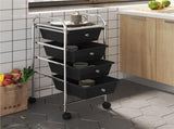 4 Drawers Metal Frame Storage Cart Rolling Bin Trolley, Black 95274103