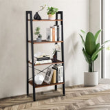 ZNTS 4 Tiers Industrial Ladder Shelf, Vintage Bookshelf, Storage Rack Shelf for Office, Bathroom, Living 96944196