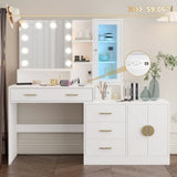 Large Makeup Vanity with Lights, Vanity Table with Charging Station, Vanity Desk with Mirror and 10 73638677