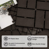 Patio Interlocking Deck Tiles, 12"x12" Square Composite Decking Tiles, Four Slat Plastic Outdoor W1859P184882