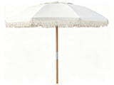 6ft Boho Patio with Tassels, Beech Wood Pole & Fiberglass Ribs, Push-Button Tilt Outdoor 12881833