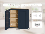 33" Navy Blue Shaker Wall Cabinet Solid Wood with 3 Adjustable Shelves Ready-to-Assemble for T2950P511196