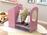 Kids Costume Organizer Costume RackKids ArmoireOpen Hanging Armoire Closet with Mirror-PINK 17806571