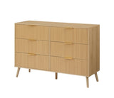 Bedroom Dresser, 6 Double Dressers with Wavy Drawers, Wooden Chest of Drawers for Children's Room, W1162P190403
