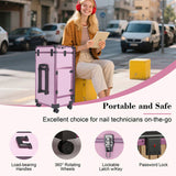 Portable Nail Art Table w/ LED Mirror, Bluetooth, Lockable Drawers, Telescopic Pole - Folding 33155804