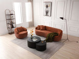 360&deg Swivel Mid Century Modern Curved Sofa, 1-Seat Cloud couch Boucle sofa Fabric Couch, Orange W87691481