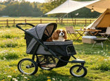 Gray 3-Wheel Pet Stroller for Small & Medium Dogs, Adjustable Canopy, Safety Tether, Storage 30589154