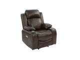 Power Motion Recliner Chair 1pc Chair Contemporary Brown Color Gel Leatherette Storage Arms w Cup B011P205591