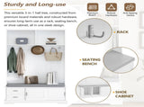 ON-TREND Elegant Hall Tree with Sliding Doors, Versatile Coat Rack with 6 Silvery Hooks & Handles, N721P205787K