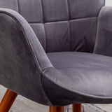 ZNTS Leiria Contemporary Silky Velvet Tufted Accent Chair with Ottoman, Gray T2574P164273