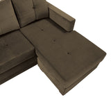 ZNTS Unique Style Coffee Color 1pc Reversible Sofa Chaise Microfiber Fabric Upholstered Track Arms Tufted B01154011