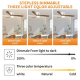 52 inch White Wood Ceiling Fans Lights and Remote, Modern Flush Mount Low Profile Ceiling Fan W2352P309353