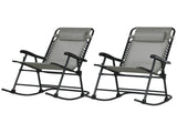 Outdoor Rocking Chair Set of 2, Folding Patio Lawn Rockers with Headrests for Yard, Deck & Backyard, 91920924