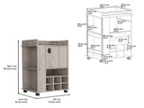 Bar Cart with 6 Built-in Wine Rack and Casters, Light Gray B097120590