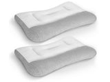 2 Pcs Breathable Mesh Ergonomic Sleep Pillow, DualSided High & Low Zoned Support with Ear Slot, 18100448