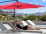 10ft Offset Hanging Outdoor Patio Umbrella with Base Stand Rotate and Tilt, 8 Ribs, UV Protection 40395338