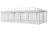 10x20 ft Instant Pop Up Canopy Tent White, 6 Mesh Panels 2 Doors 4 Net Sides, 66103089