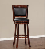 Comfortable Swivel Pub Height Chair 1pc Dark Cherry Finish Faux Leather Upholstery Solid Wood B011P238916