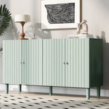 U_STYLE Elegant Four-Door Sideboard with Wavy Pattern Doors, Cylindrical Legs, and Sleek Metal N711P186790C
