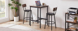Bar Table Set with 2 Bar stools PU Soft seat with backrest, Rustic Brown, 23.62'' W x 23.62'' D x W1162104643