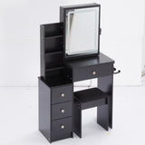 29.2" Small Size Left Bedside Cabinet Vanity Table Cushioned Stool, 2 AC2 USB Power Station, Hair W3258P288458