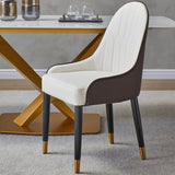 Dining Chairs Set of 2, Chair with PU Leather White and brown metal legs for Living Kitchen 52041293