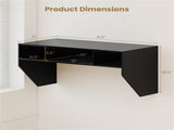 Black Wall-Mounted Floating Computer Desk with 3-Cube Storage, Sturdy Wooden Workstation for Home 63240974
