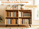 4 Cube Open Storage Bookshelf with 5 Heavy-Duty Metal Elevated Legs, Anti-Tip Wall Anchors Enclosed 18563218