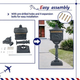 ZNTS Mailbox Cast Aluminum Black Mail Box Postal Box Security Heavy Duty New W2505P151718