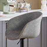 Adjustable Swivel Bar Stools, Mid-Century Modern PU Leather Upholstered Counter Height Bar Stool, W1143P173512