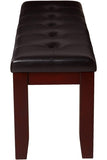 1Pc Modern Bench with Leather-Look Seat Tufted Upholstery Tapered Wood Legs Bedroom Living Room B011119817