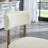 Darla Set of 2 Walnut Oak Dining Side Chairs with Beige Sherpa Fabric B061P353764