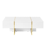 ZNTS ON-TREND 47.2'' x 31.4''Minimalist High Gloss Coffee Table with 2 Drawers, Multi-Storage Rectangle N721P180693K