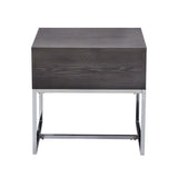 Grey Oak and Chrome Storage End Table B062P189217