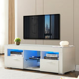 White morden TV Stand with LED Lights,high glossy front TV Cabinet,can be assembled in Lounge Room, W67936012