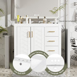 36'' Bathroom Vanity with Ceramic Sink Combo, Solid Wood Frame Bathroom Storage Cabinet, N710P243327K