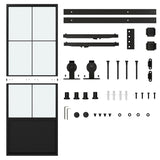 ZNTS 30 in. x 84 in. Glass Sliding Barn Door with 5FT Barn Door Hardware Kit & Soft Close 66727069