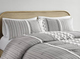 Cotton Printed Comforter Set with Chenille Gray King/Cal King B035128799
