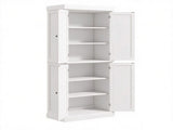 White 72" Freestanding Pantry Cabinet, Kitchen Food Storage with Double Doors & Adjustable Shelves 72380807
