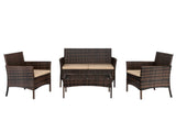 2pcs Arm Chairs 1pc Love Seat & Tempered Glass Coffee Table Rattan Sofa Set Brown Gradient 57903633