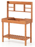 61" Wooden Gardening Worktable Flip-Up Tabletop Hidden Compartment, 3-Tier Storage, 35lbs Net, 36277238