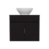 Vessel Sink Vanity Manchester, Two Drawers and Open Shelf, Black B070P316869
