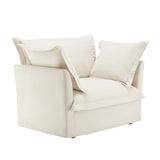 Slip-covered Armchair with 1 Big Back Cushion and 2 Big Toss Pillows, Single Deep Seat Comfy Single W3041P240107