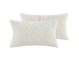 2 Pieces Twin Cable Knit Chenille Comforter Set,Ivory B035P381299