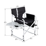 2-piece Padded Folding Outdoor Chair with Side Table and Storage Pockets,Lightweight Oversized W24172217