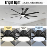 ZNTS 72 Inch Modern Large Design Ceiling Fans With Smart Remote Control 6 Wind Speed DC Motor Black for W934P262456